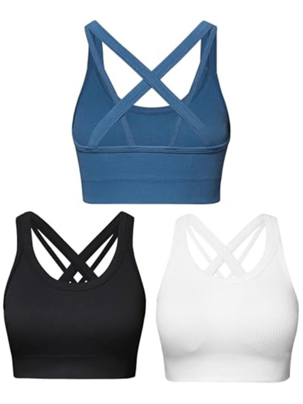 Women's High Support Sports Bra Criss Cross Back Padded Workout Bra High Impact